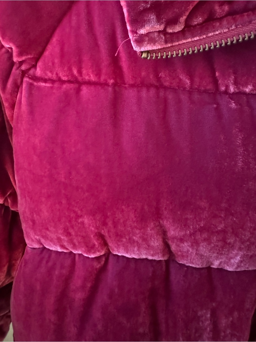 Women's Velvet Puffer Jacket - Raspberry - Picture 3 of 5